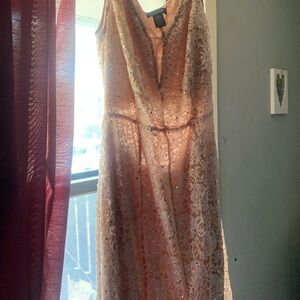 Candie's Gold Sequin Sheath Dress Plunge Neckline